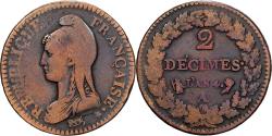 World Coins - France, 2 Décimes, Dupré, AN 4 (1795-96), Paris, Bronze,
