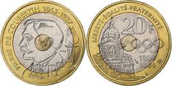 World Coins - France, 20 Francs, Pierre de Coubertin, 1994, MDP, ESSAI, Tri-Metallic,