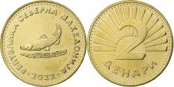 World Coins - Macedonia, 2 Denari, 2022, Brass plated steel,