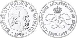 World Coins - Monaco, Medal, 50ème Anniversaire de Rainier III, 1999, Silver,