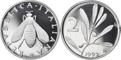 World Coins - Coin, Italy, 2 Lire, 1992, Rome, Proof, , Aluminum, KM:94