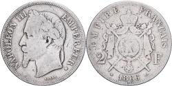World Coins - France, Napoleon III, 2 Francs, 1866, Strasbourg, Silver,