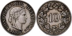 World Coins - Switzerland, 10 Rappen, Libertas, 1880, Bern, Copper-nickel,