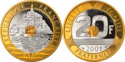 World Coins - Coin, France, Mont Saint Michel, 20 Francs, 2001, Proof,