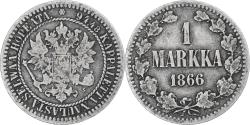 World Coins - Finland, Alexander II, Markka, 1866, Helsinki, , Silver, KM:3.1
