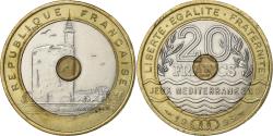 World Coins - France, 20 Francs, Jeux Méditerranéens, 1993, Paris, Tri-Metallic,