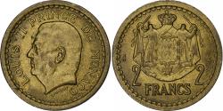 World Coins - Monaco, Louis II, 2 Francs, 1945, Paris, Aluminum-Bronze,