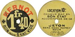 World Coins - Coin, France, Bernot, Bon pour 1 sac vide, Paris, 1 Fr 40, , Cardboard