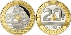 World Coins - Coin, France, Mont Saint Michel, 20 Francs, 1998, Paris, Proof,