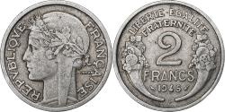 World Coins - France, 2 Francs, Morlon, 1945, Castelsarrasin, Aluminum,