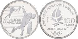 World Coins - Coin, France, Speed skaters, 100 Francs, 1990, Albertville 92,