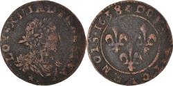 World Coins - Coin, France, Louis XIII, Double Tournois, 1638, Vallée du Rhône,