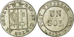 World Coins - Coin, SWISS CANTONS, GENEVA, Sol, 1833, , Billon, KM:120