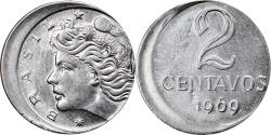 World Coins - Coin, Brazil, 2 Centavos, 1969, error off center strike, , Stainless