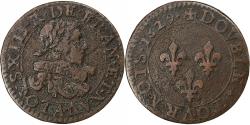 World Coins - France, Louis XIII, Double Tournois, 1629, Paris, Copper,