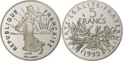World Coins - France, 5 Francs, Semeuse, 1992, Paris, Proof, Nickel Clad Copper-Nickel