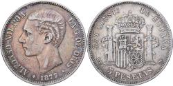 World Coins - Spain, Alfonso XII, 5 Pesetas, 1877, Madrid, , Silver, KM:676