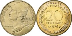 World Coins - France, 20 Centimes, Marianne, 1976, MDP, série FDC, Aluminum-Bronze,