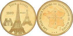 World Coins - France, Medal, Paris - La Tour Eiffel, Copper-Nickel Gilt,