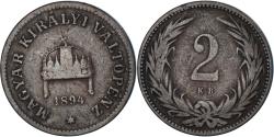 World Coins - Coin, Hungary, 2 Filler, 1894
