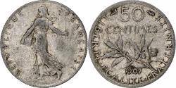 World Coins - Coin, France, Semeuse, 50 Centimes, 1907, Paris, , Silver, KM:854