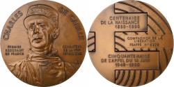 World Coins - France, Medal, Charles de Gaulle, centenaire de sa naissance, 1990, MDP, Bronze