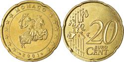 World Coins - Monaco, 20 Euro Cent, 2001, , Brass, KM:171