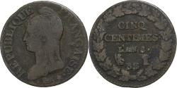 World Coins - France, 5 Centimes, Dupré, AN 8, Strasbourg, Bronze, , Gadoury:126a