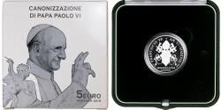 World Coins - Vatican, 5 Euro, Canonization of Paul VI, Proof, 2018 - Anno VI, Rome, Silver