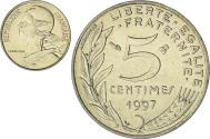 World Coins - France, Marianne, 5 Centimes, 1997, Paris, , Aluminum-Bronze, KM:933