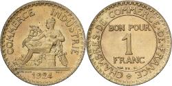 World Coins - France, 1 Franc, Chambre de commerce, 1924, Paris, Cupro-Aluminium,
