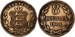 World Coins - Guernsey, 8 Doubles, 1864, Heaton, Bronze, , KM:7