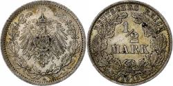 World Coins - GERMANY - EMPIRE, 1/2 Mark, 1913, Berlin, Silver, , KM:17