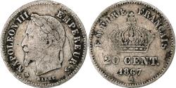 World Coins - France, Napoleon III, 20 Centimes, 1867, Paris, Silver, , KM:808.1