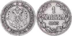 World Coins - Coin, Finland, Alexander II, Markka, 1865, Helsinki, , Silver, KM:3.1
