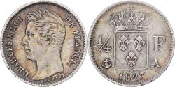 World Coins - France, Charles X, 1/4 Franc, 1827, Paris, Silver,