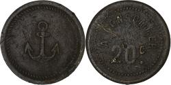 World Coins - France, 20 Centimes, A Consommer, Copper, ancre,