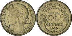 World Coins - France, 50 Centimes, Morlon, 1939, Bruxelles, Aluminum-Bronze,