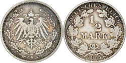 World Coins - Coin, GERMANY - EMPIRE, 1/2 Mark, 1905, Karlsruhe, , Silver, KM:17