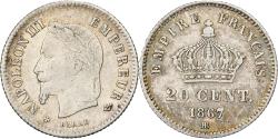 World Coins - France, Napoleon III, 20 Centimes, 1867, Strasbourg, Silver,