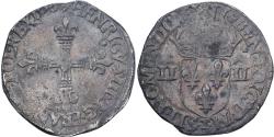 World Coins - France, Henri III, 1/4 Ecu croix de face, 1580, Nantes, Silver,