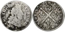 World Coins - France, Louis XIV, 5 Sols aux insignes, 1707, Rennes, Silver,