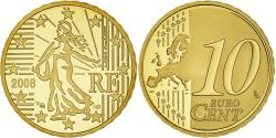 World Coins - France, 10 Euro Cent, 2008, Paris, Proof / BE, , Brass, KM:1410