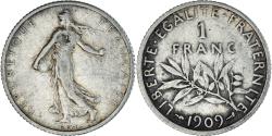 World Coins - Coin, France, Semeuse, Franc, 1909, Paris, , Silver, KM:844.1
