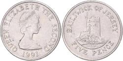World Coins - Coin, Jersey, 5 Pence, 1991
