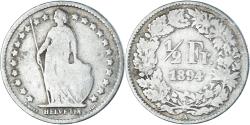 World Coins - Coin, Switzerland, 1/2 Franc, 1894, Paris, Rare, , Silver, KM:23