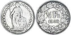 World Coins - Coin, Switzerland, 1/2 Franc, 1906, Bern, , Silver, KM:23