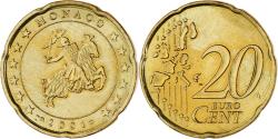 World Coins - Monaco, Rainier III, 20 Euro Cent, 2001, Paris, , Brass, Gadoury:MC176
