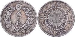 World Coins - Japan, Mutsuhito, 50 Sen, Meiji Era, Yr. 41 (1908), Silver,