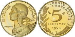 World Coins - Coin, France, Marianne, 5 Centimes, 1998, Paris, Proof,